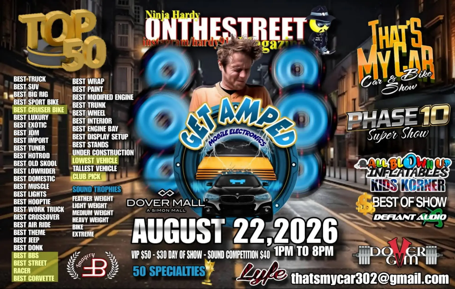 Top 50 Specialty Classes flyer for That's My Car & Bike Show, August 22 2026 at Dover Mall